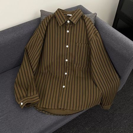 Retro Fashion Shirt Men's Spring and Autumn Long Sleeve Shirt