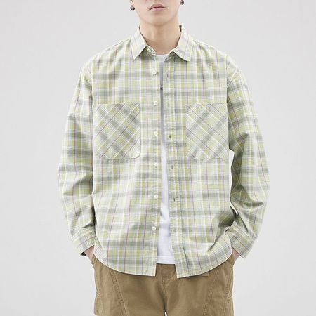 Men's Loose Shirt Spring and Summer Plaid Casual Shirt