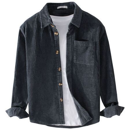 Men's Corduroy Long-Sleeved Shirt Simple Casual Jacket