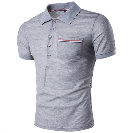 Casual Men's T-Shirt Short Sleeve Lapel Polo Shirt British Style