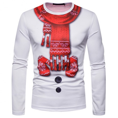 New 3D Personality Printing Fashion Men's Christmas Long-Sleeved T-Shirt